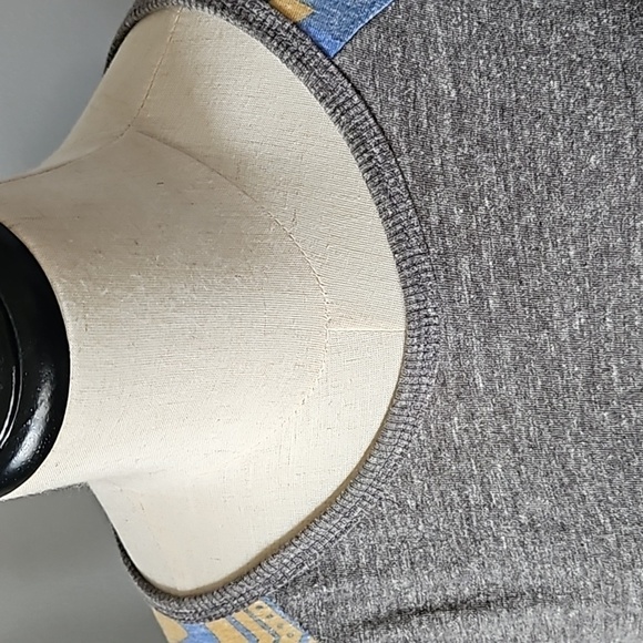 LuLaRoe Randy Gray Body with Blue and Gold Arrow 3/4 Length Sleeves Baseball Tee - Picture 6 of 14